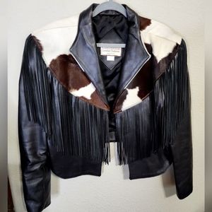 Continental leather Fashions Cowhide fringe leather jacket XXL western